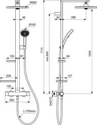 Colonne de douche thermostatique Alu + rose brossé - PORCHER