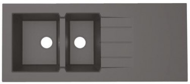 Évier à poser résine de synthèse 140cm 2 cuves noir pailletté