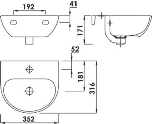 Lave-mains de face arrondi 35 x 31,5 cm