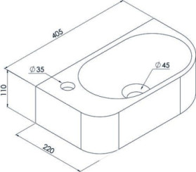 Lave-mains rectangulaire 40 x 21 cm
