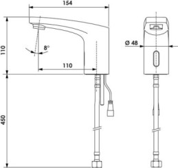 Robinet de lavabo électronique MODUS E HD-M - SCHELL
