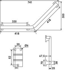 Barre de maintien coudée 135° ARSIS gris anthracite - PELLET