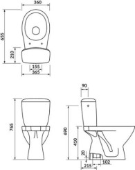 Pack WC sortie verticale double commande 