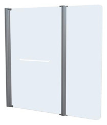 Pare-baignoire 2 volets 140x120cm verre trempe dépoli