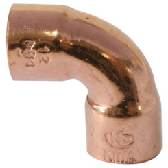 COUDE CUIVRE 90° PETIT RAYON DOUBLE FEMELLE Ø28 - 90 CU