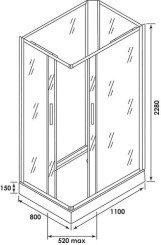 Cabine de douche accès d'angle 80x110mm ILDA
