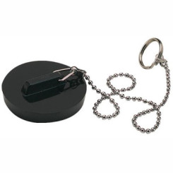 BOUCHON PVC NOIR AVEC CHAINETTE TRIANGLE D60/65