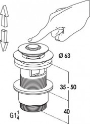 Bonde de lavabo ou bidet à commande à main