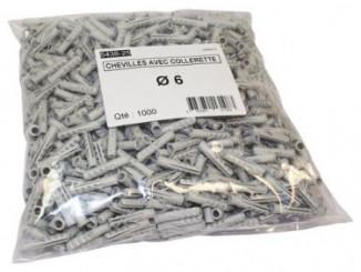 Cheville plastique à collerette pour matériaux pleins 6mm