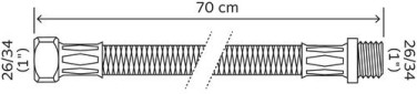 Flexible fioul mâle et écrou tournant 26/34 - 1000 mm