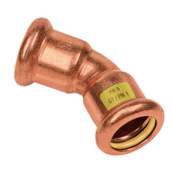COURBE 45° PRESS GAS DOUBLE FEMELLE CUIVRE A SERTIR