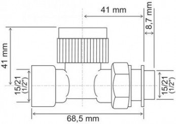 Corps de robinet thermostatique droit femelle 15/21