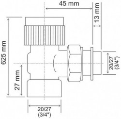 Corps de robinet thermostatique équerre femelle 20/27