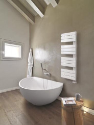 Radiateur sèche-serviettes eau chaude 525W FLAG lames droites blanc - DELTACALOR