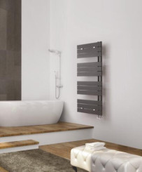 Radiateur sèche-serviettes eau chaude 525W FLAG lames droites noir - DELTACALOR