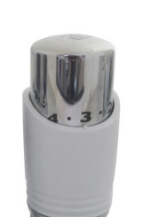 Tête thermostatique design pour sèche-serviettes blanc-chrome