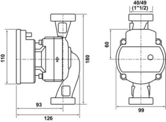 Circulateur automatique chauffage DN25 180mm