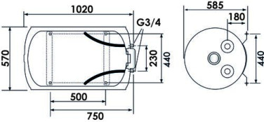 Chauffe eau électrique blindé mural horizontale initio XPERT 150 litres - ARISTON