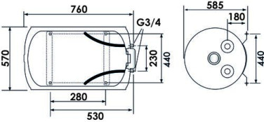 Chauffe eau électrique blindé mural horizontale initio XPERT 100 litres - ARISTON