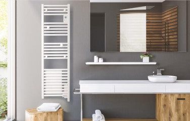 Radiateur sèche-serviettes électrique Doris étroit blanc brillant 300W - ATLANTIC