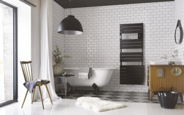 Radiateur sèche-serviettes électrique avec soufflerie Adelis noir 1500W - ATLANTIC