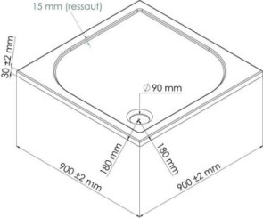 Receveur de douche extra-plat en béton de synthèse 90x90cm - ELMER