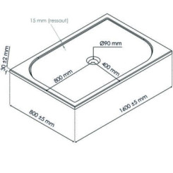Receveur de douche extra-plat en béton de synthèse 80x160cm