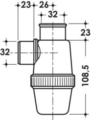 Siphon de parcours équerre ø32