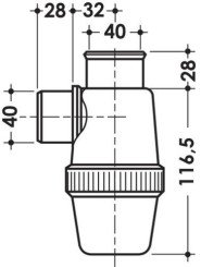 Siphon de parcours équerre ø40