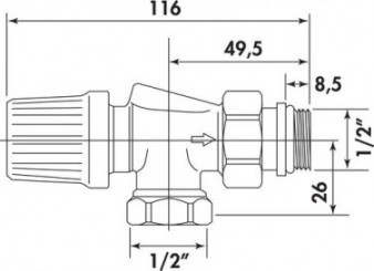 Robinet équerre inversée thermostatisable femelle 15/21