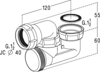 Siphon de baignoire plastique blanc avec bouchon de visite - NICOLL