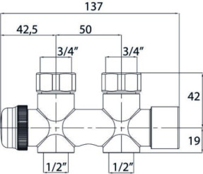 Distributeur thermostatique bitube au sol F15/21