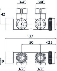 Distributeur thermostatique bitube mural F15/21