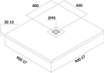 Receveur de douche résine de synthèse MINA gris clair 90x90