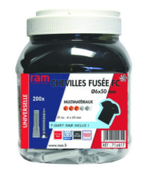 Bidon de 200 chevilles + TSHIRT offert - RAM
