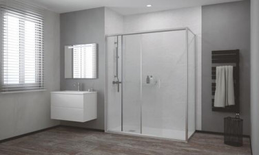 Paroi de douche porte coulissante profilés chromés CONCEPT'O 180cm