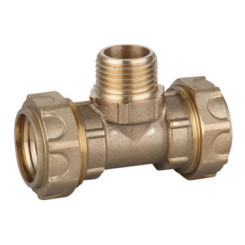 TE MALE AU CENTRE LAITON POUR PE SEMI-RIGIDE Ø25-20/27