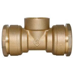 TE LAITON FEMELLE AU CENTRE POUR TUBE PE Ø40-33/42 - PRONORM