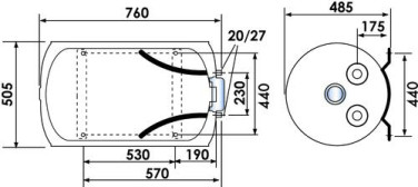 Chauffe eau électrique blindé mural horizontal initio 75 litres - ARISTON