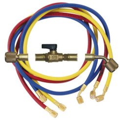 ENSEMBLE TUYAUX FLEXIBLES AVEC VANNE DARRET BLEU-ROUGE-JAUNE