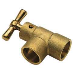 TE EQUERRE A PURGE LAITON A SOUDER Ø14 - 90