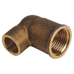 COUDE LAITON 90° A ENCASTRER FEMELLE ET A SOUDER CUIVRE Ø12-15/21 - 90 GLCU