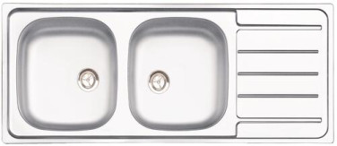 EVIER A ENCASTRER INOX SATINE 116 cm 2 CUVES