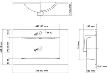 Plan vasque simple céramique 60cm