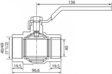 Vanne à sphère double femelle NF 40/49 - Manette plate - PRONORM
