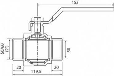 Vanne à sphère NF double mâle 50/60 à manette plate