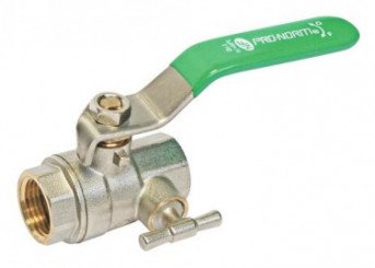 Vanne à sphère double femelle à purge NF 20/27 - Manette plate - PRONORM
