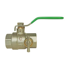 Vanne à sphère NF double femelle à purge 26/34 à manette plate
