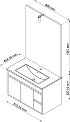 Meuble à suspendre 80cm lumpur miroir affleurant