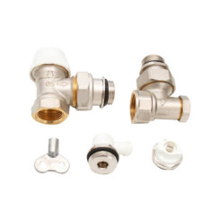 Kit thermostatique équerre 15/21 nickelé (sans tête)